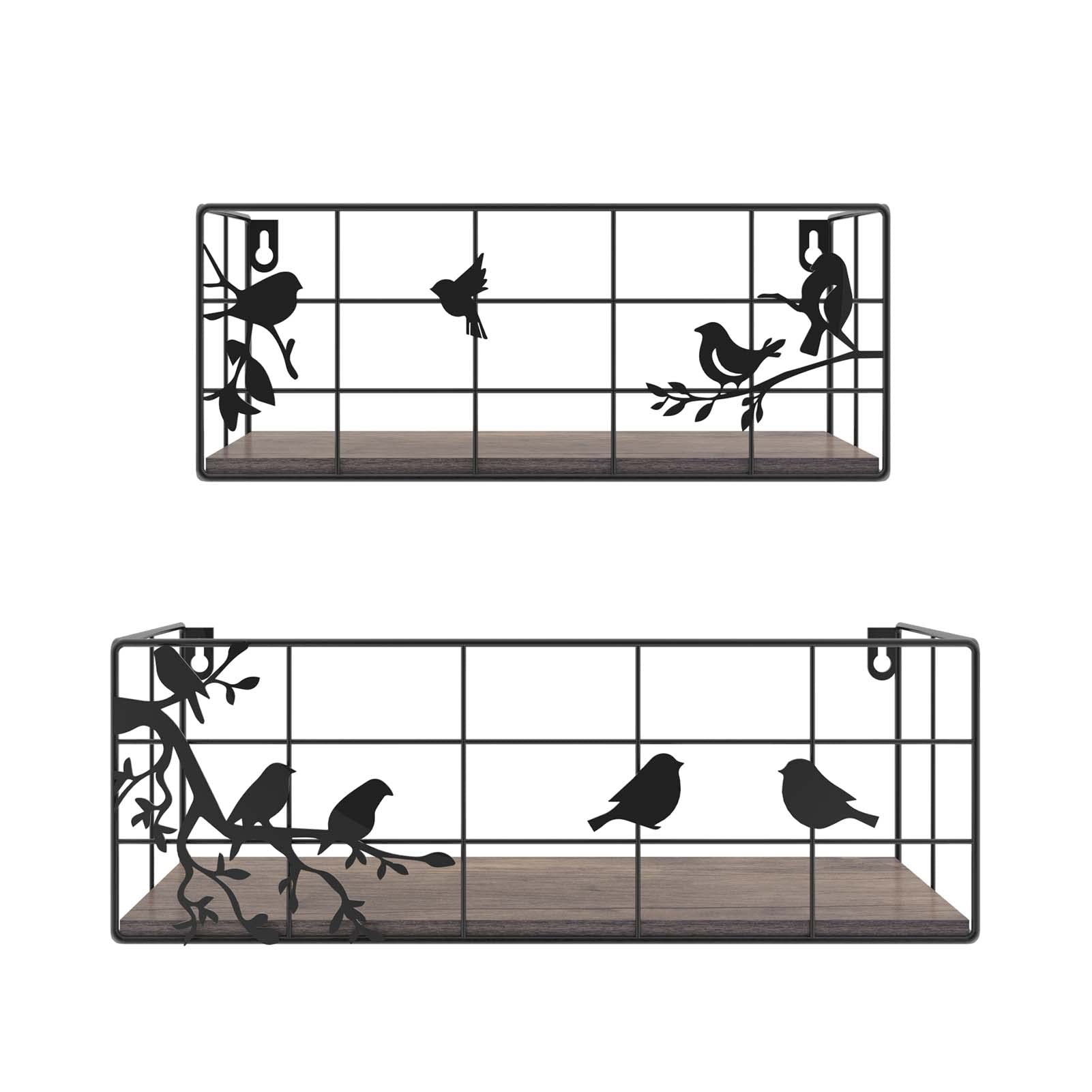 CRUGLA Floating Shelves Bird Wall Art Set of 2, Hanging Storage Wall Mount Mounted Shelf Forest Home Decor for Bathroom, Living Room, Bedroom, Kitchen, Home