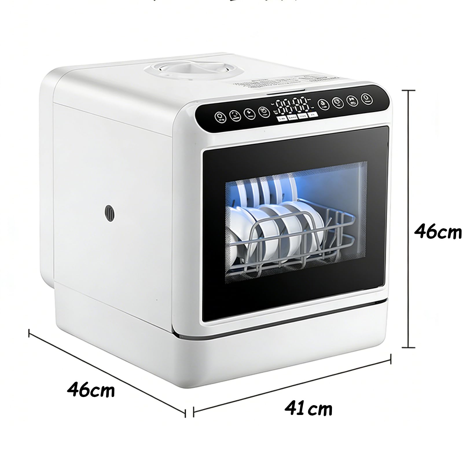 Lavavajillas De Sobremesa,Minilavavajillas Sobremesa Compacto 5L,Con Brazos Rociadores 360°,DiseñO Para Encimera,Cuenta Con Doble Modo Suministro Agua Control TáCtil,Ideal Familias PequeñAs Parejas(46