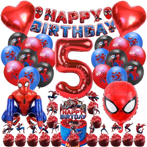 Palloncini Compleanno Decorazione 5 Anni, Addobbi Compleanno Kit Bambino, Festa Compleanno Decorazioni per 5 Anni Ragazzi e Ragazze, Bambini Party 3D Palloncini di Alluminio