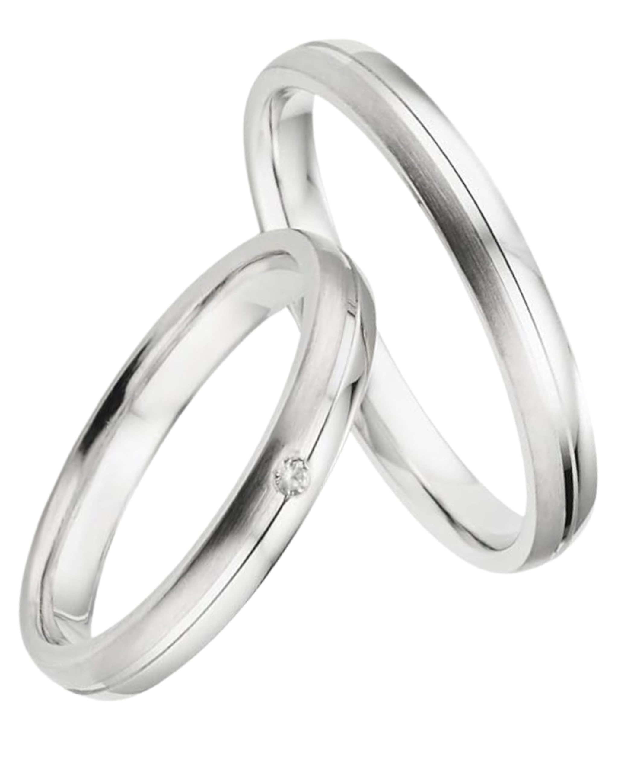 123traumringe Anillos Pareja, Alianzas de 2 x/Alianzas Plata 925 en Calidad de Joyero (Circonitas/Grabado/Anillo Cinta Métrica/Funda/Libre de Níquel) S75