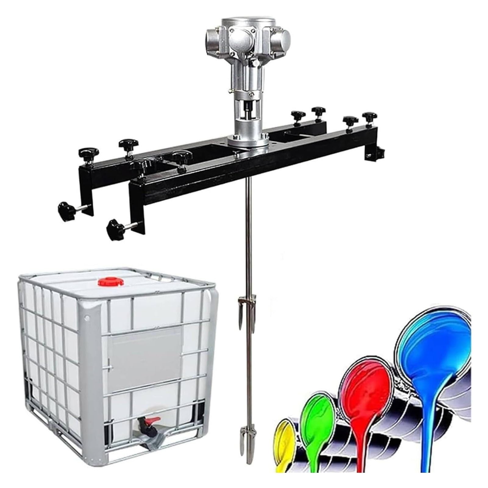YNBSHGAA Air Agitator for IBC Tank, Pneumatic Paint Stirring Machine, 1000L Tank Mixer with Folding Propeller and Support Hanger, Efficient Paint Mixing Tool,Large5cylinders