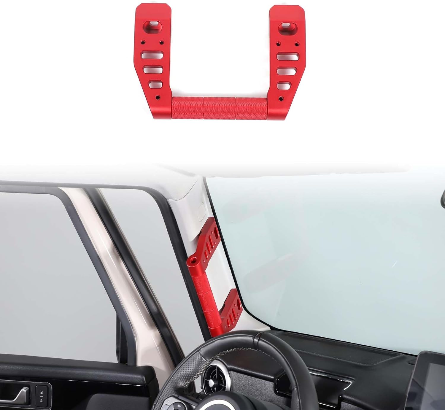 Car A-Pillar Grab Handle Replacement Compatible with INEOS Grenadier 2020-2024 Aluminum Alloy A-Pillar Grab Handle Grip Kit Interior Accessories (Red)