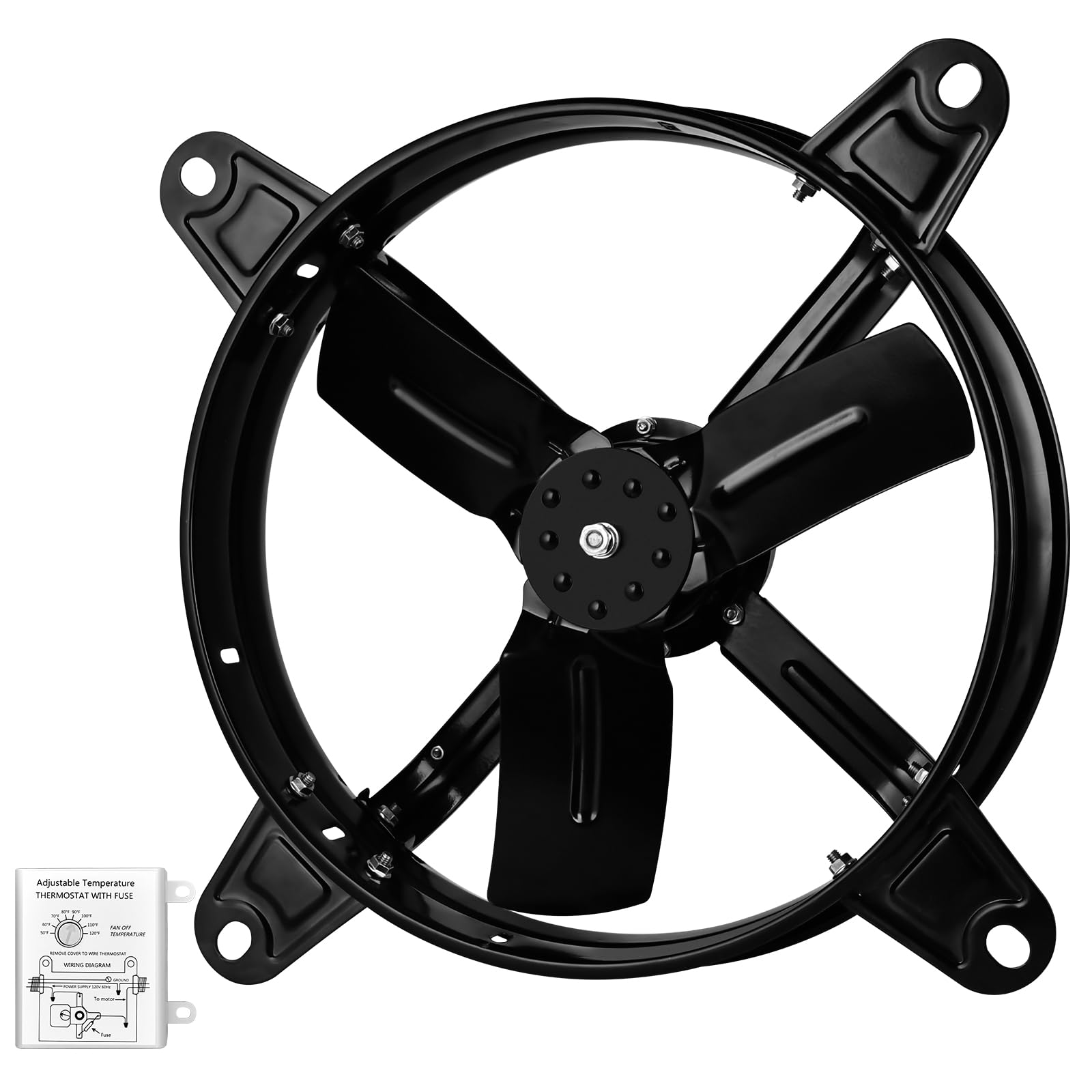 SIMILAR PRODUCT Simple Deluxe 14 Inch Mount Fan Attic Gable Ventilator with Adjustable Temperature Thermostat, 1239 CFM, Black