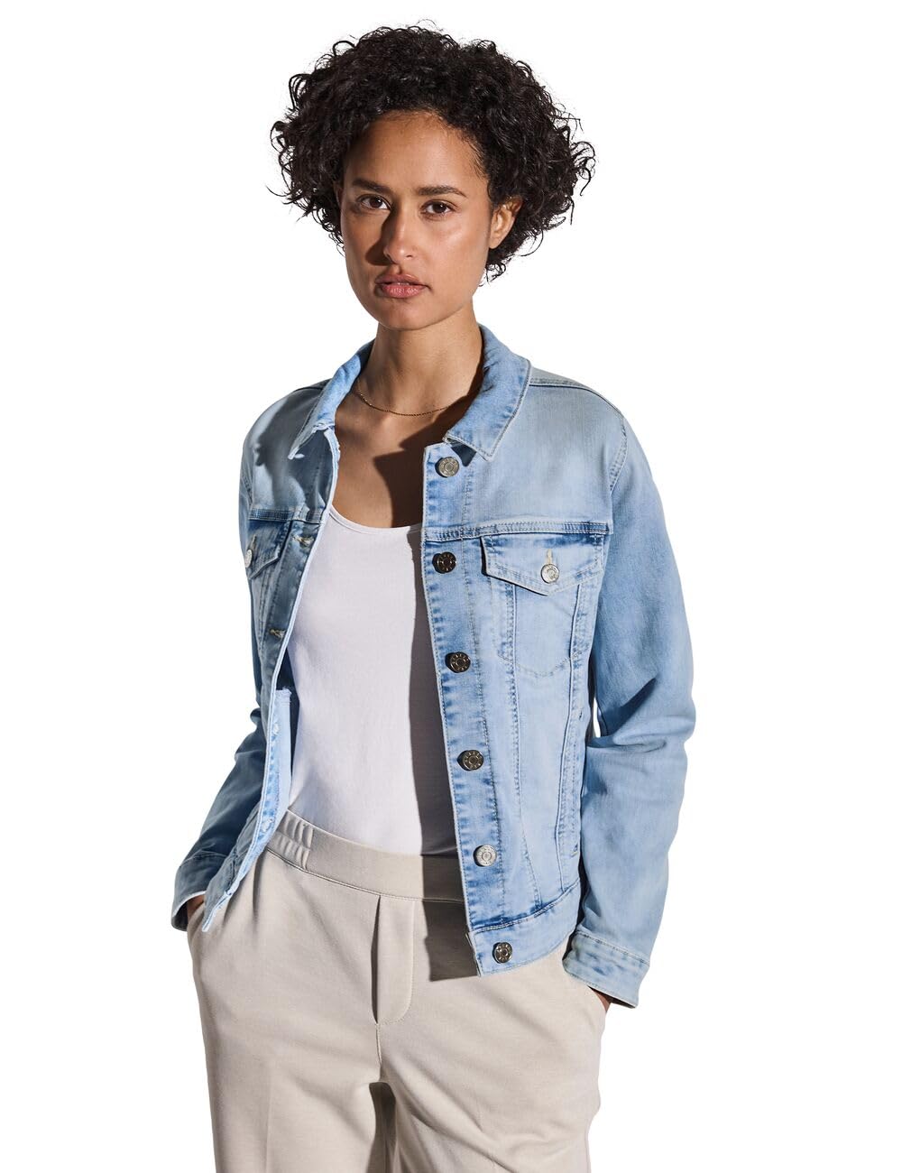 Street One Damen A212419 Jeansjacke im Bleached-Look