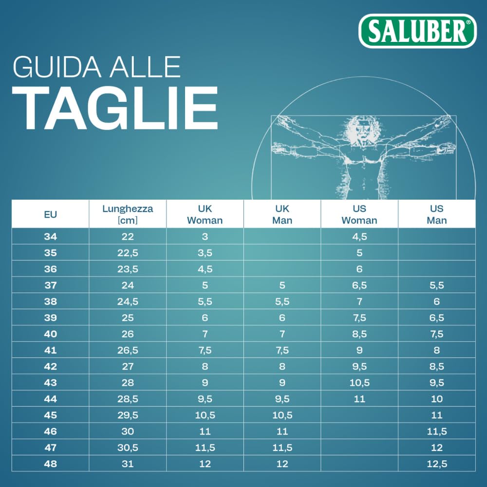 Solette Saluber Active Thermo 463, Pura Lana Vergine con membrana Isolante, Tecnologia Poron+ Ammortizzante, Solette Termiche ad Azione Defaticante, Uomo e Donna, Assorbono Shock (43)