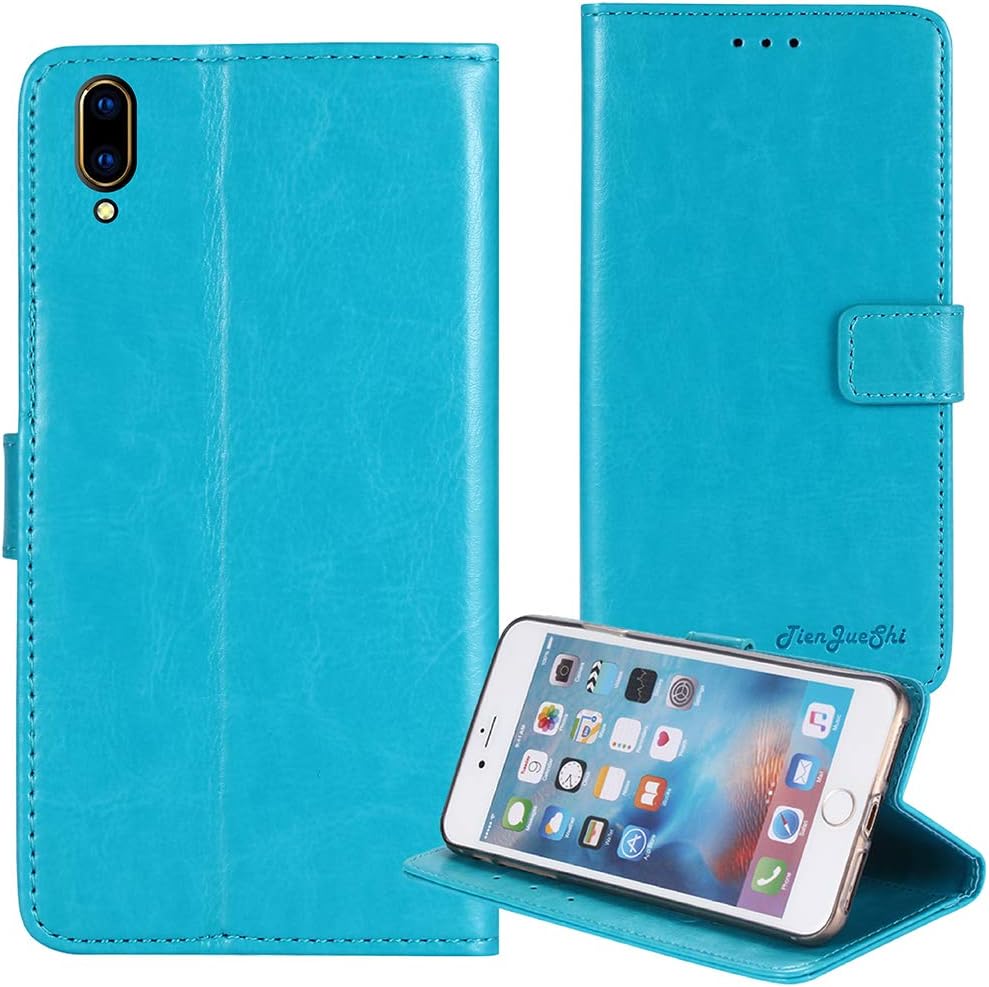 TienJueShi Blue Book Stand Premium Retro Business Flip Leather Protector TPU Silicone Phone Case for vivo v11 pro 6.41 inch Cover Etui Wallet
