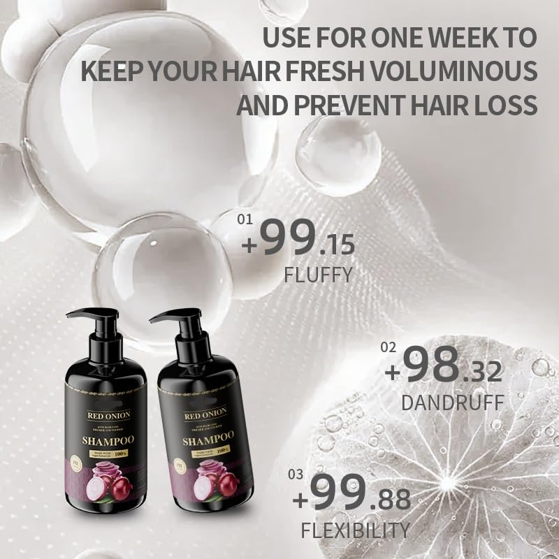 Red Onion Shampoo Biotin Keratin Anti Hair Loss, Anti Dandruff Shampoo for Hair Growth & Thickening - Salon Grade 100% Vegan, Nourishing Care to Restore Shine Paraben & Sulphate Free, 500ml - Image 8