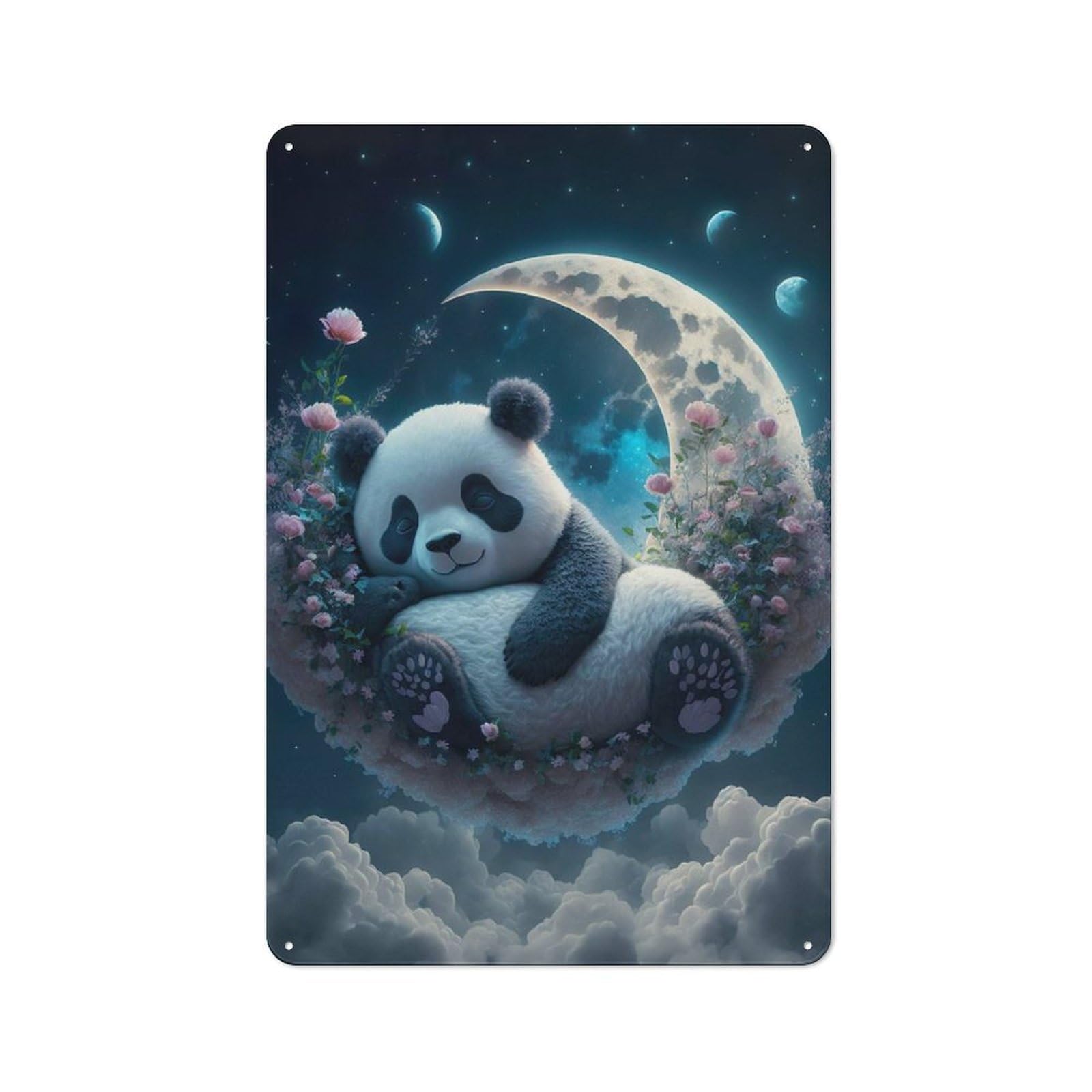 Bistro Style Panda Slumber Decorative Metal Plaque 30x20cm, Bistro Wall Plaque for Tea Room, Shop Wall Or Breakfast Area