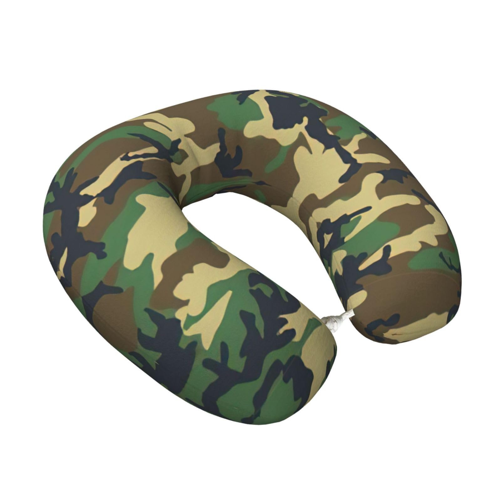 Yyoretp Green Military Camo Print Travel Pillow Pure Memory Foam Neck Pillows Portable Headrest for Airplane