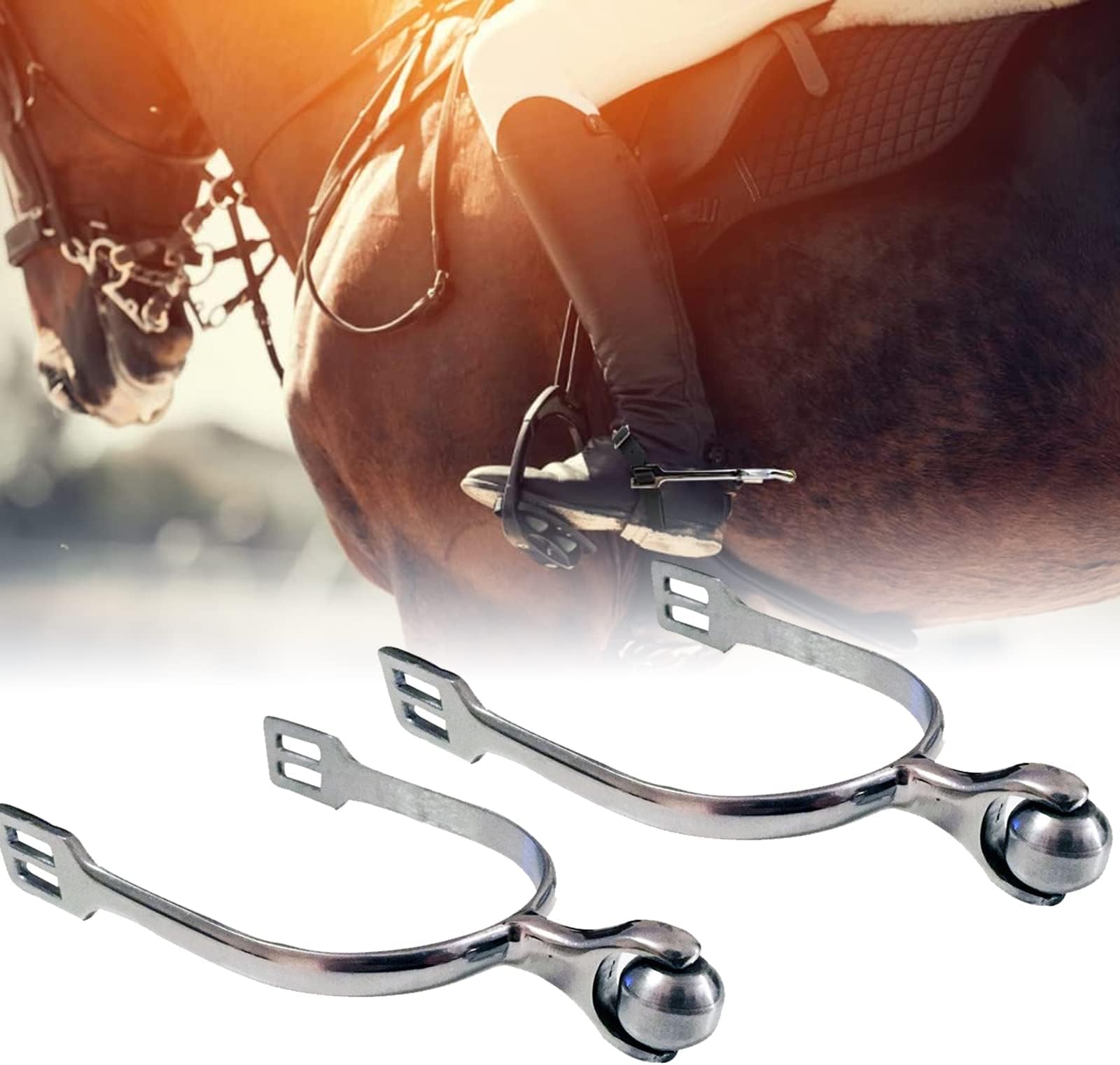Kakalote A Pair Horse Spurs Stainless Steel Spurs with Roller Ball for Men Women Rider(Size:Women Horse Spurs)