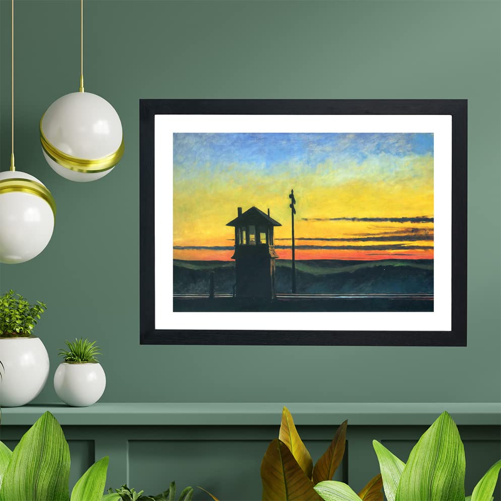 Affiche Railroad Sunset Edward Hopper sous cadre pour une décoration de salon cosy