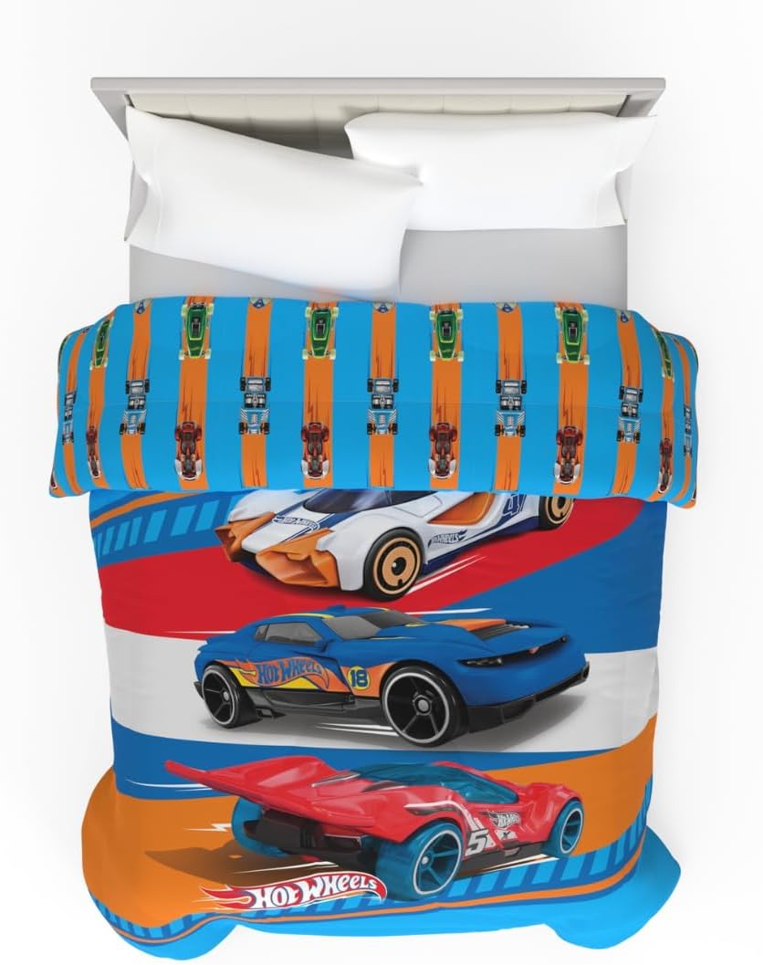 Franco Kids Bedding Super Soft Microfiber Reversible Comforter, Twin/Full, Hot Wheels
