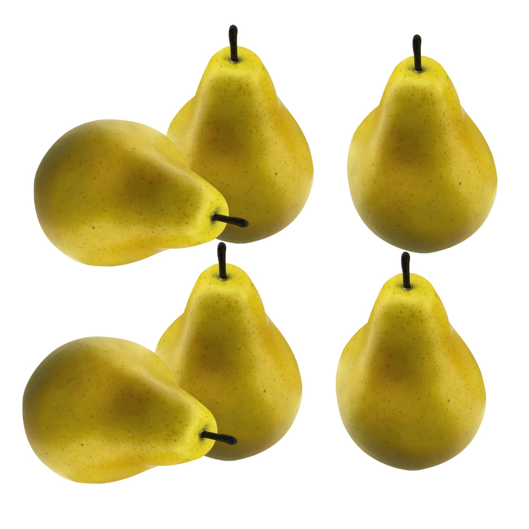 MINAOLULUS Faux Pears Artificial Fruit 6Pcs Yellow for Fruit Shop Office Restaurant Table Decoration