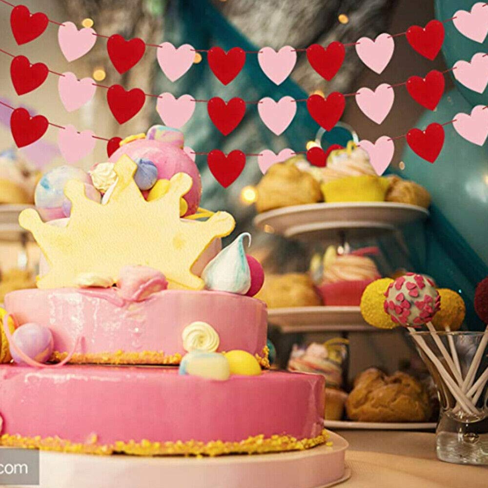 Guirlande De Cœur En Feutre, Banderole Décorative, Banderole En Forme De Cœur, Pour La Saint-valentin
