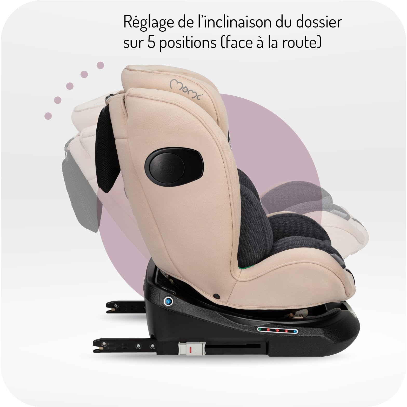 MoMi EMI siège auto pour enfants 0-12 ans (groupe 0+, 1, 2, 3, jusqu’à 36 kg, de 40 à 150 cm), pivotant 360°, installation dos à la route: jusqu’à 18 kg, face: à partir de 18 kg