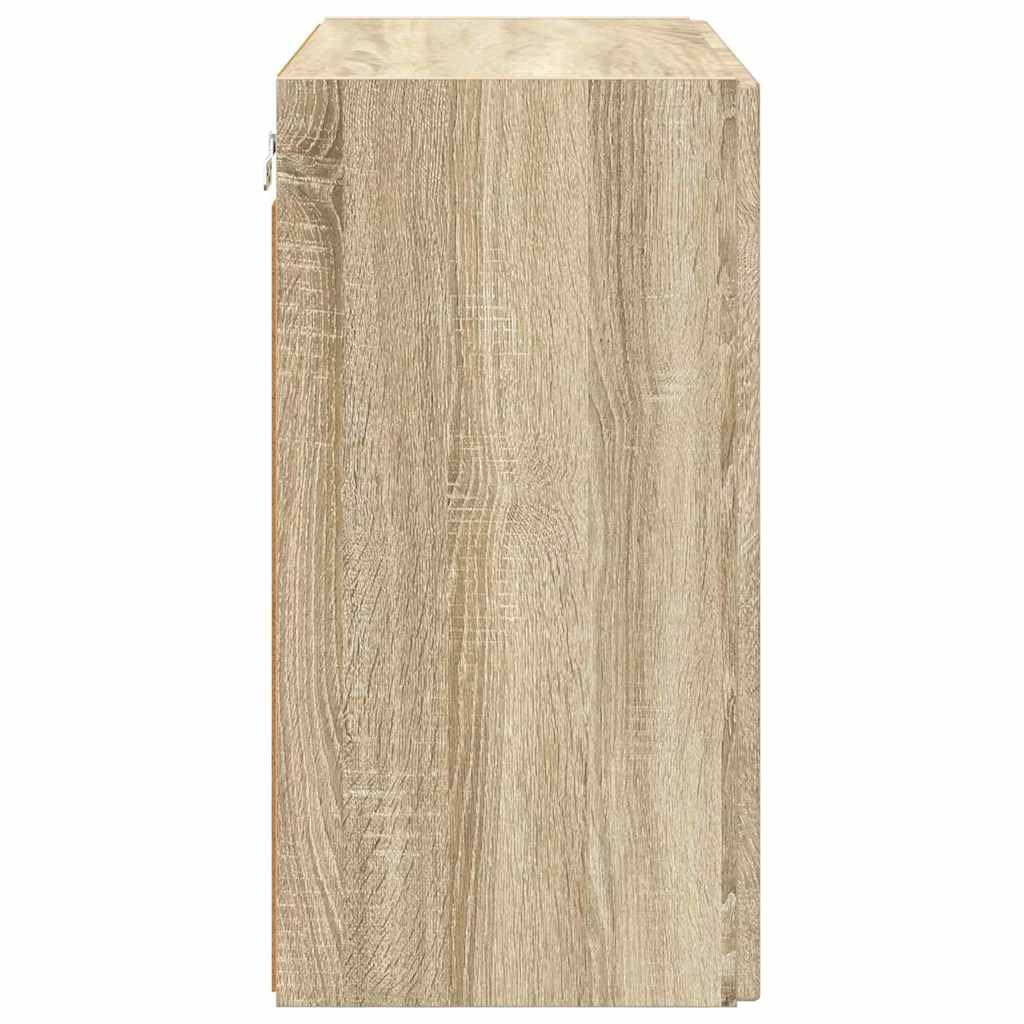 TV-Wandschrank, Holz, Sonoma-Eiche, 59,5 x 31 x 60 cm | Drehtüren 90°, Aufbewahrung mit mehreren Fächern, einfach zu installieren, Pflege mit feuchtem Tuch