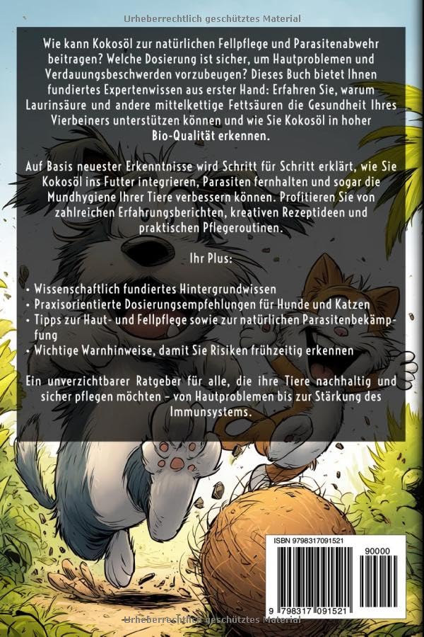 Kokosöl für Hunde und Katzen - Ein umfassender Leitfaden für die sichere Anwendung und optimale Gesundheit: Sichere Dosierung, Parasitenprophylaxe und DIY-Pflegeideen für Hund und Katze