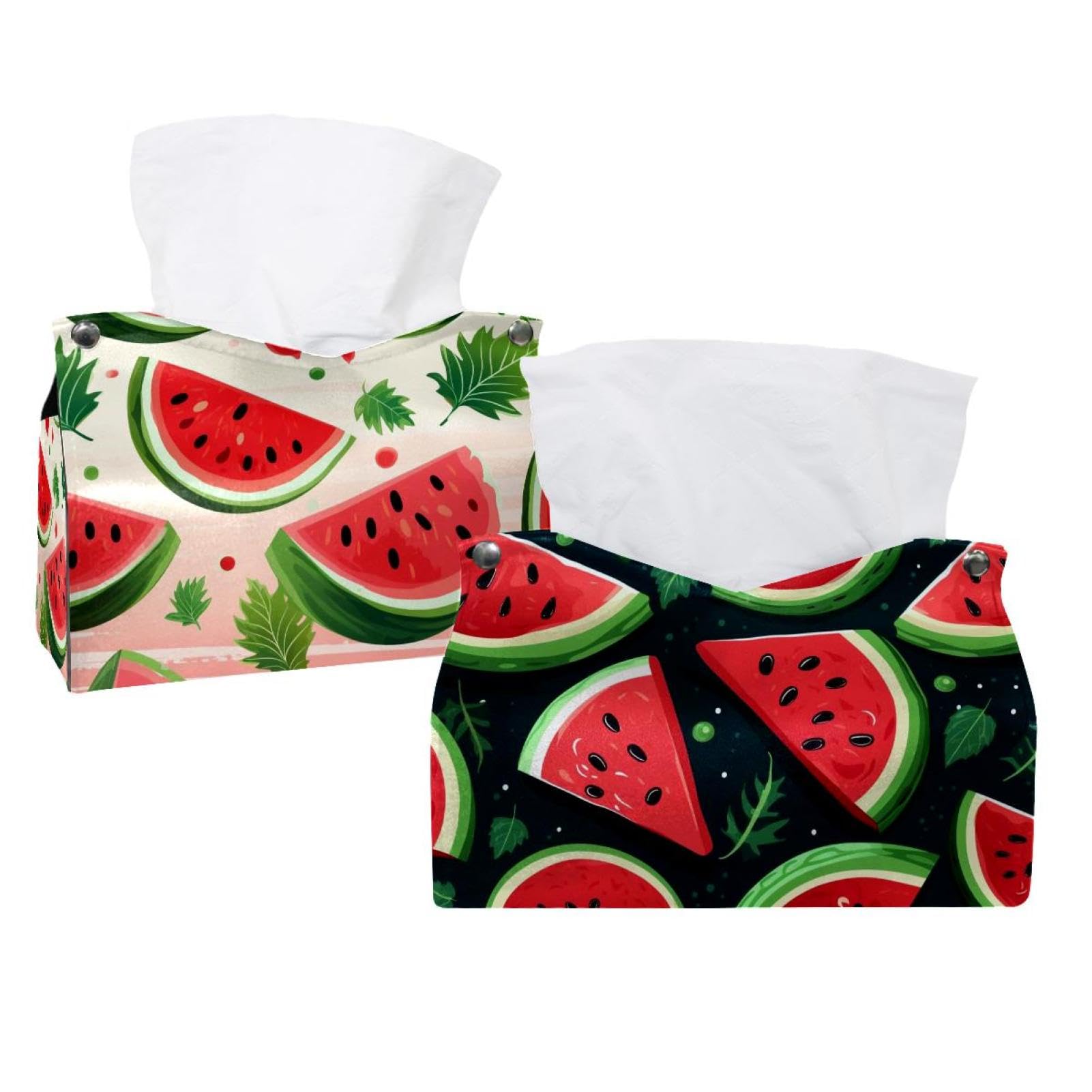 Porte-mouchoirs pastèque (lot de 2) - Distributeur de table en résine de 19x12,7 cm