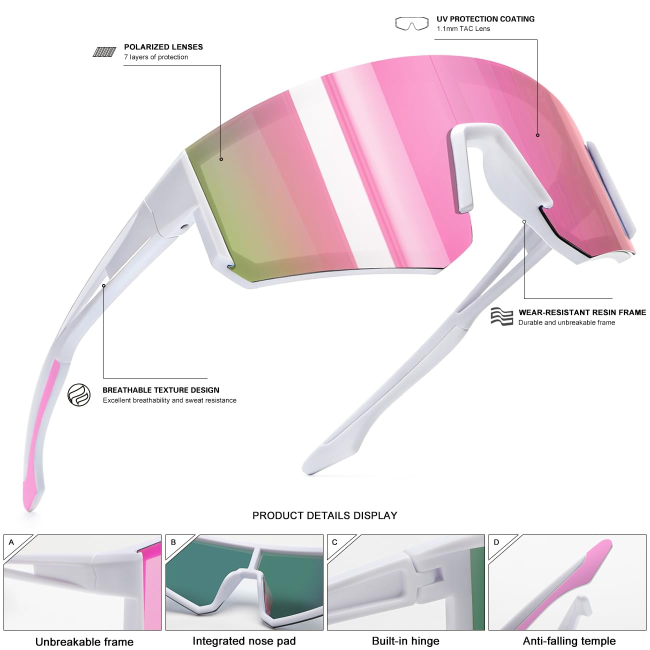 SEKKAF Polaryzacyjne okulary przeciwsłoneczne dla mężczyzn i kobiet, sportowe okulary przeciwsłoneczne do biegania, baseballa, jazdy, wędkowania, jazdy na rowerze, ochrona UV400