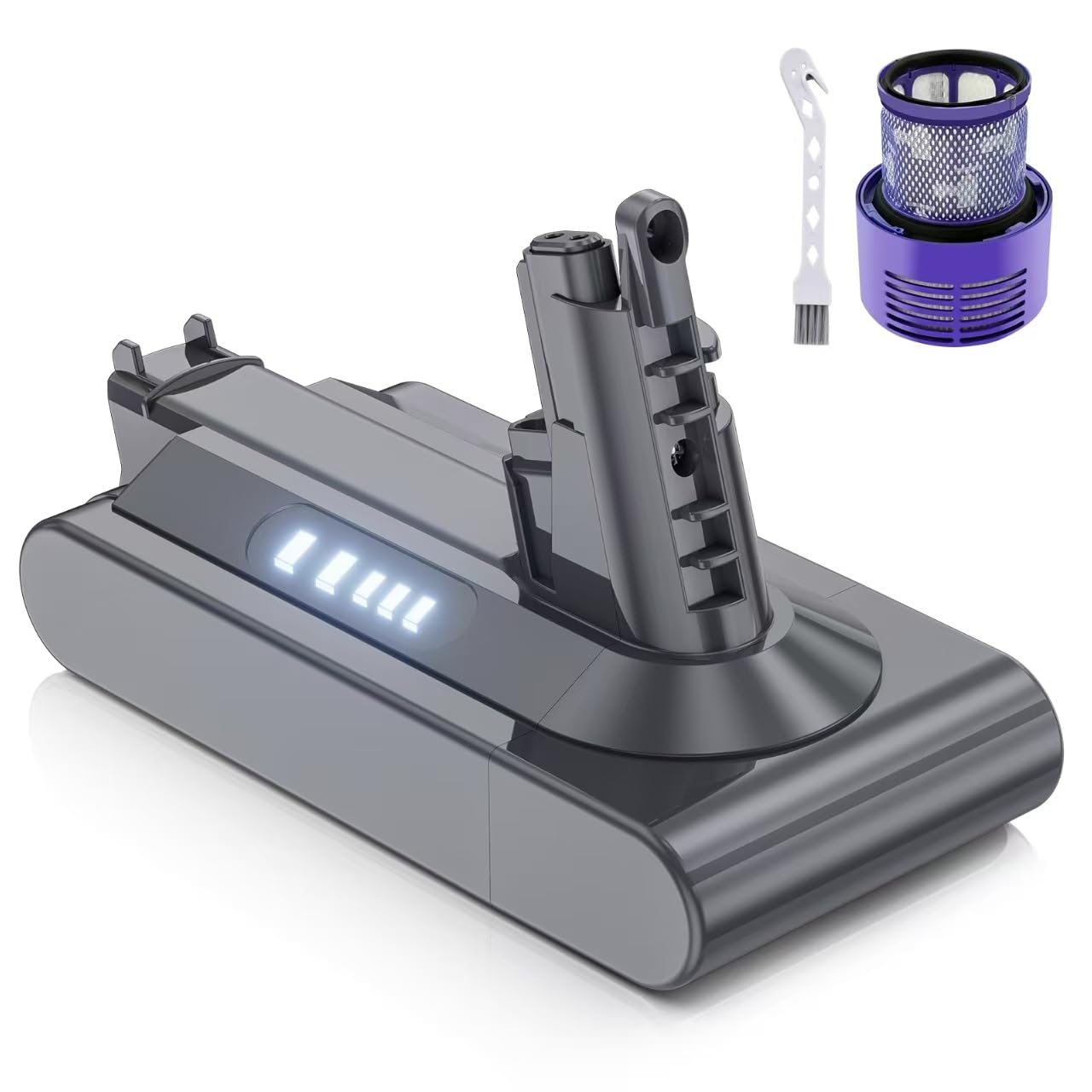 8000mAh for Dyson V10 Battery, Replacement for Dyson V10 SV12 Battery Compatible with V10 Absolute Animal Motorhead Fluffy Cyclone Vacuum Cleaner Handheld Vacuum Cleaner(1 Filter + 1 Brush)