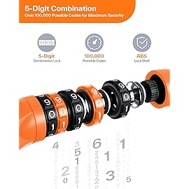 Sportneer Bike Lock: 5 Digit Combination High Security Anti Theft Bike Chain Lock - 3.2/3.6/4ft Heavy Duty Resettable Keyless Bicycle Lock for Bike, Motorcycle, Scooter, Door - 6mm Thick Orange