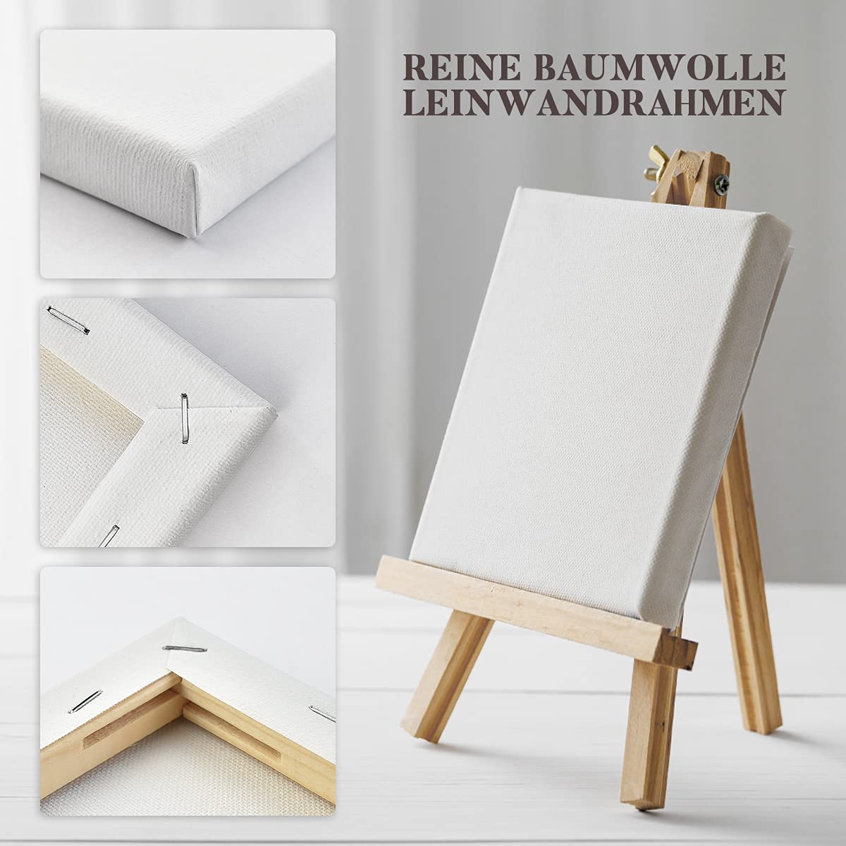 CTRICALVER Leinwandtafeln 24x30cm 8er Pack - Baumwoll Leinwände Für Öl- & Acrylmalerei