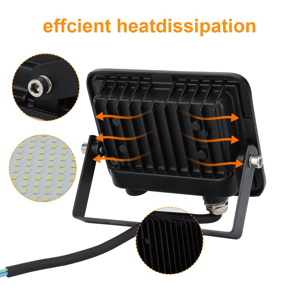 LED Strahler Außen Scheinwerfer, 10er 20W LED Strahler 1700lm Flutlicht 6000k Kaltweiß IP66 Wasserdicht Außenstrahler für Sportplatz Rasenflächen Hinterhof Auffahrt Garage Flur Garten