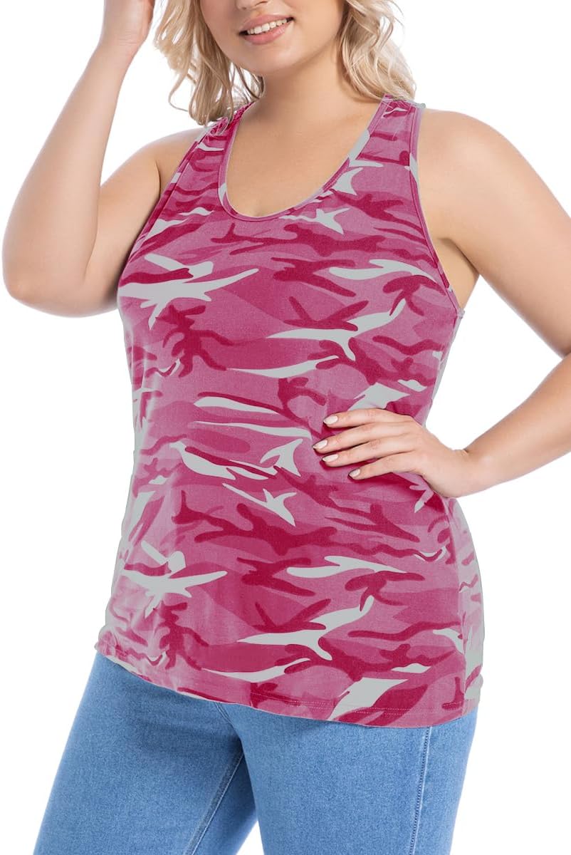 Womens Plus Size Tops Cute Sleeveless Shirts Racerback Basic Tank Tops