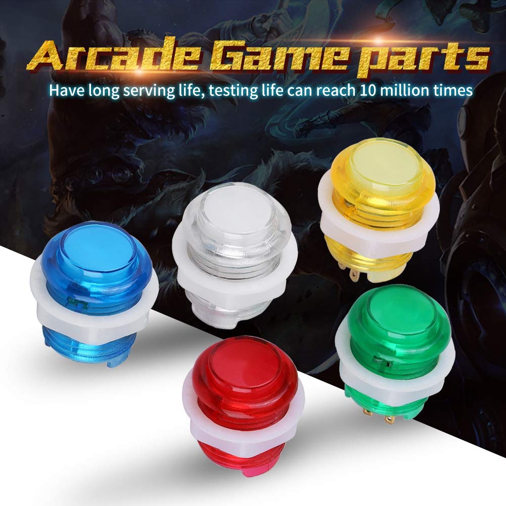 5PC 5V 24mm Jumbo LED Pulsante illuminato Interruttore a pulsante autoripristinante con microinterruttore per progetti di gioco a gettoni