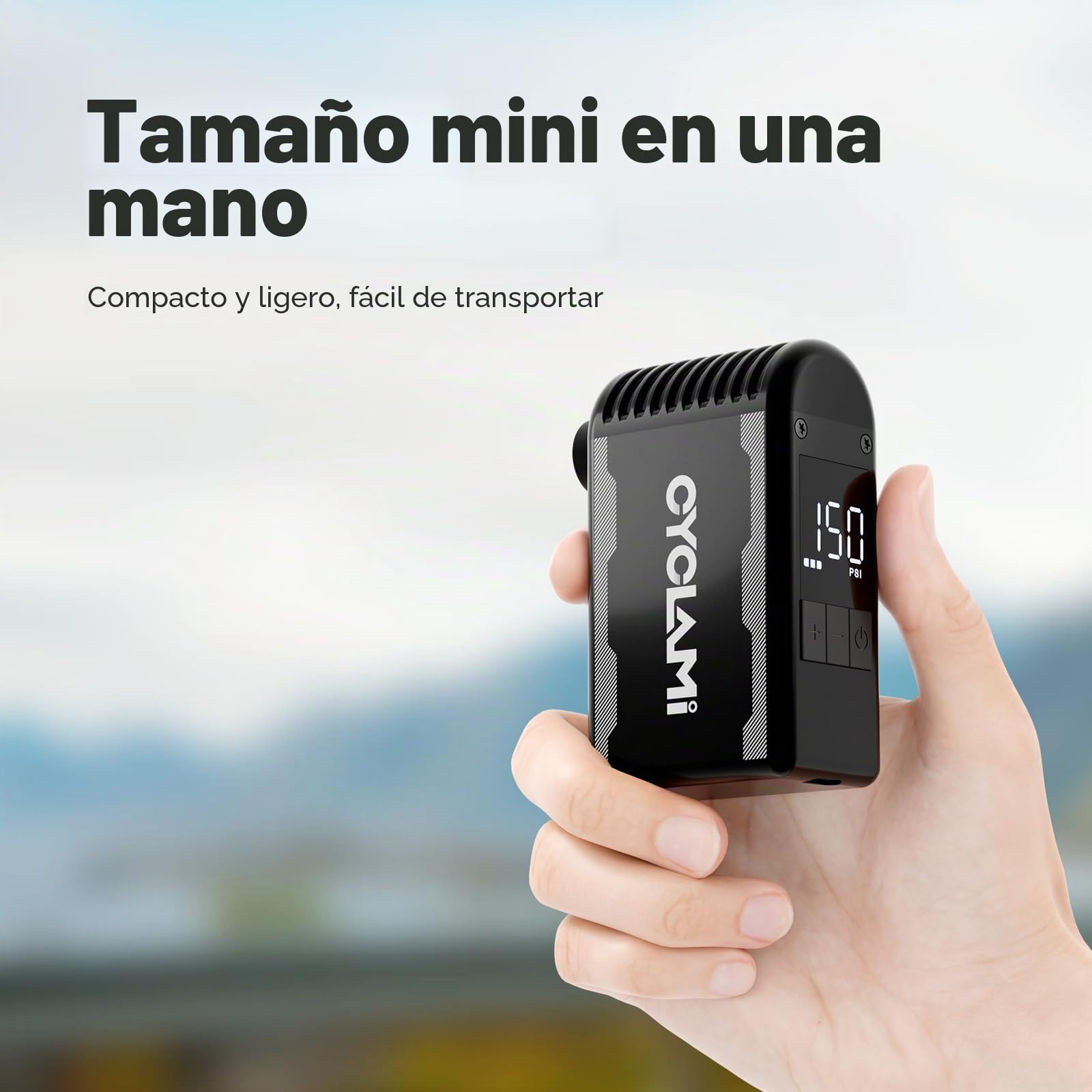 A2MAX Bomba de Bicicleta 150PSI Mini Eléctrico de la Bicicleta con Manómetro Digital Bomba Portátil Parada Automática con Válvulas Presta y Schrader para Bicicletas de Carretera y de Montaña