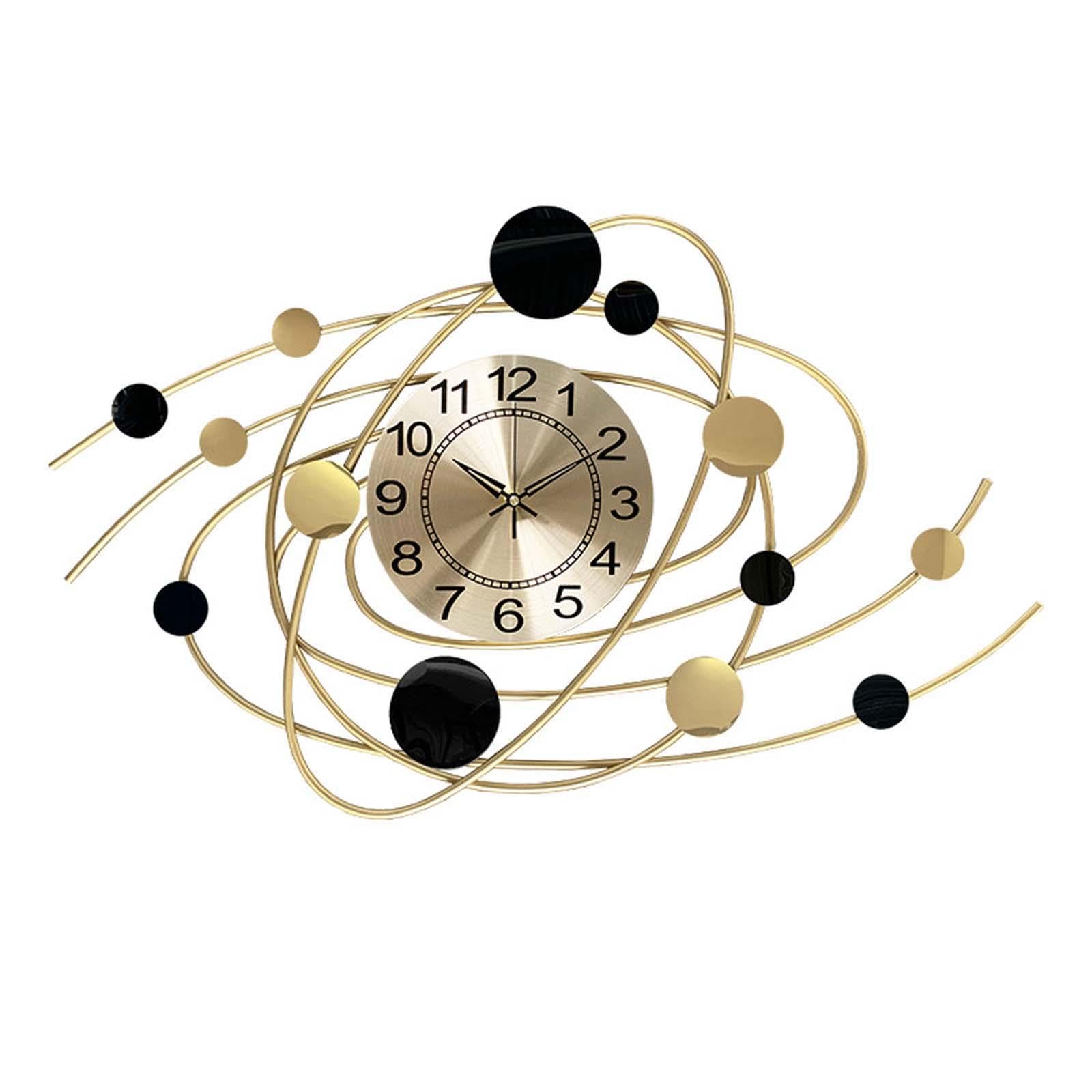 Zambuph Ginkgo Wall Clock for Creative Lightweight Metal Clock With Large Arabic Numerals Stylish Decorations For Any Space Shop Kitchen Black Household