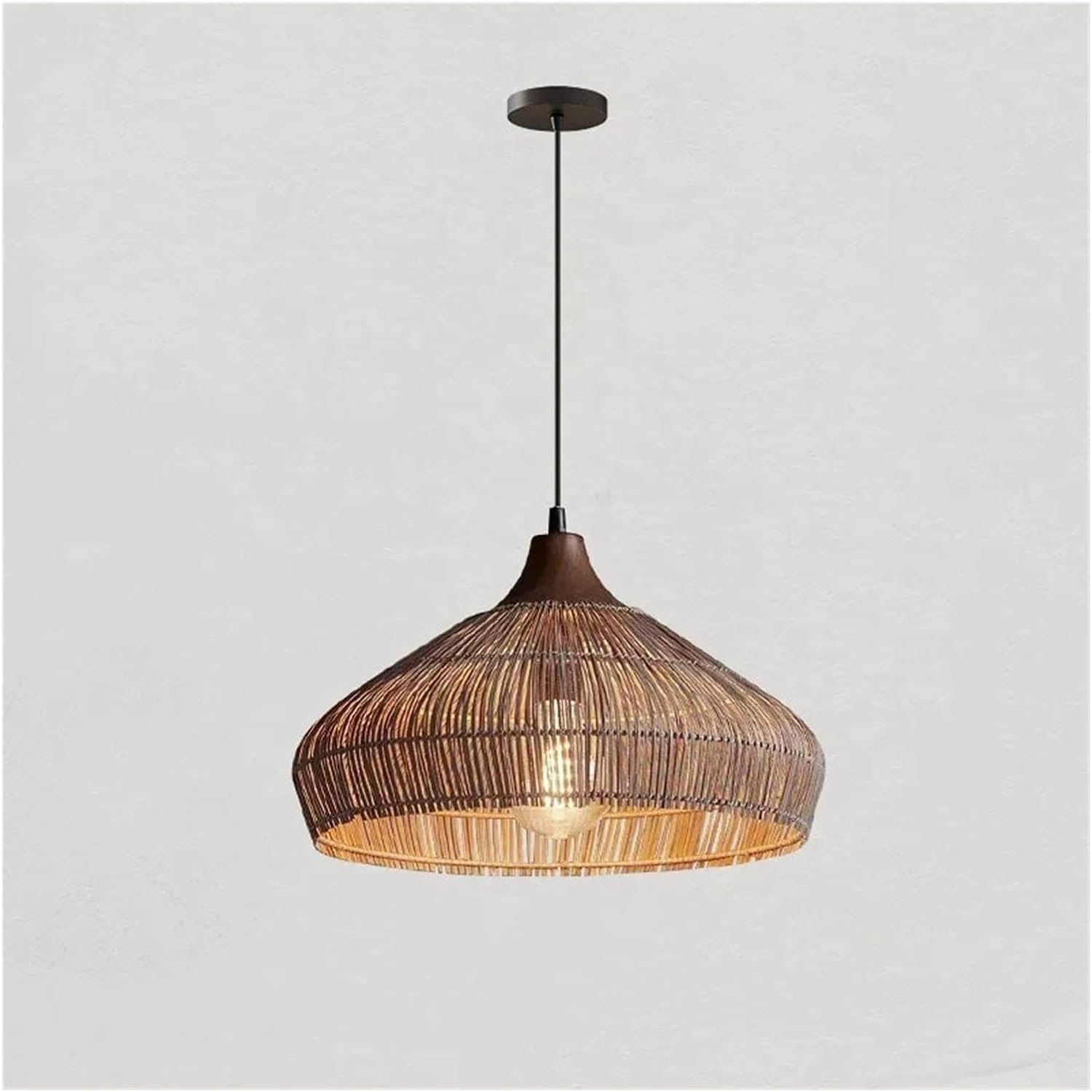 LYMSXAZOU Rattan Lamp Handmade Pendant Lights Retro Wicker Hanging Handwoven Hemp Rope Chandelier Light Fixtures V-intage Fixture,Hanging