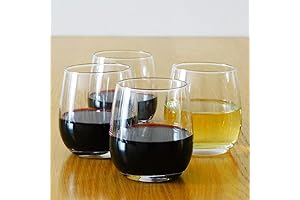 12 Ounce Stemless Wine Glasses, Whiskey Glasses, Beverage Glasses (Set of 4)