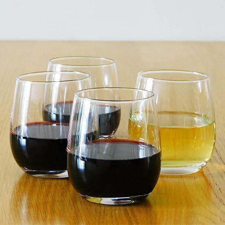12 Ounce Stemless Wine Glasses, Whiskey Glasses, Beverage Glasses (Set of 4)