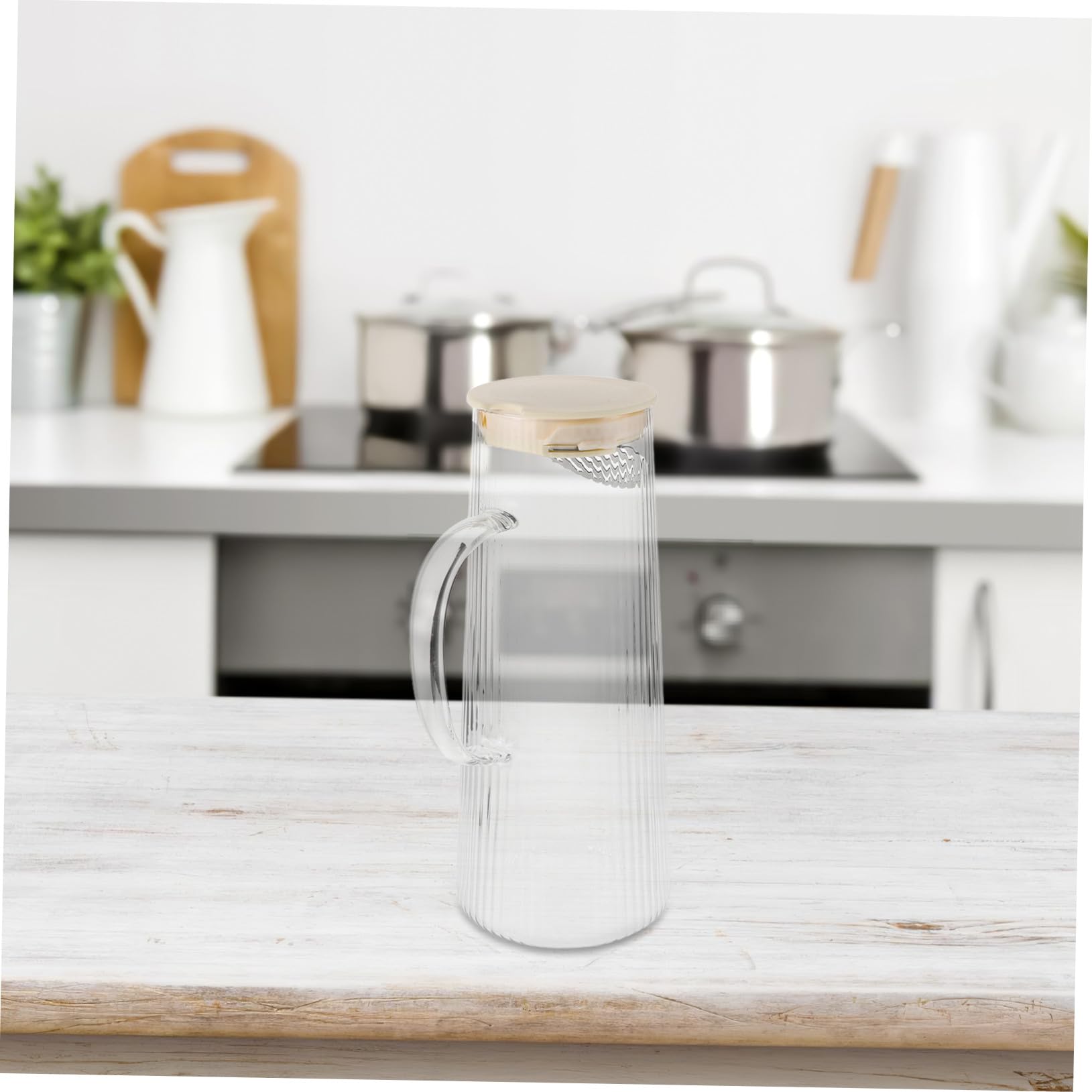 LABRIMP Jarra de Agua de Vidrio con Asa Jarra para Té Helado y Jugo Recipiente para Agua de Interior con Tapa para Fiestas