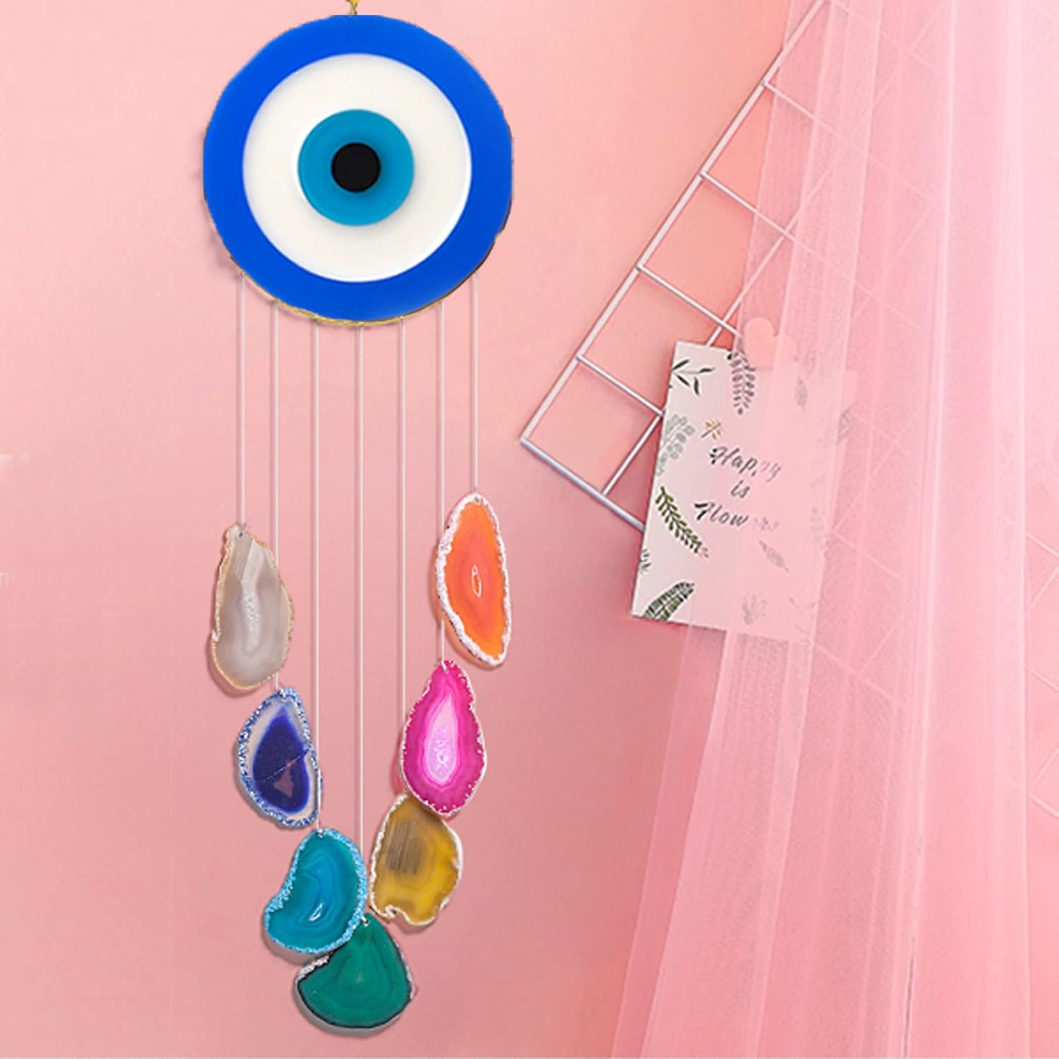 Nazar Boncuk Resin Coaster Molds Demon 5pcs Evil Eye Silicone for Epoxy with Storage Box Mold Blue DIY Cups Mats Home Decoration J-10.17-NazarCoaster