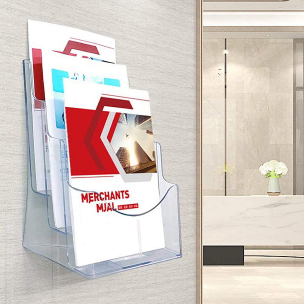 ULTECHNOVO 2pezzi Porta Riviste Espositore per Brochure e Volantini Organizer in Plastica Resistente Supporto per Documenti da Scrivania Organizzatore per Materiale Informativo