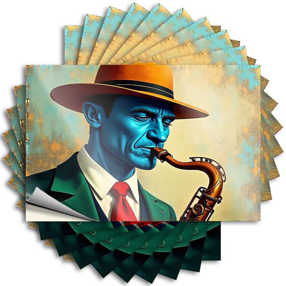 Decal Farm Vinyl Sticker | A Man in A Hat Playing A Saxophone. Coastal for Hunting Use(12X18CM)