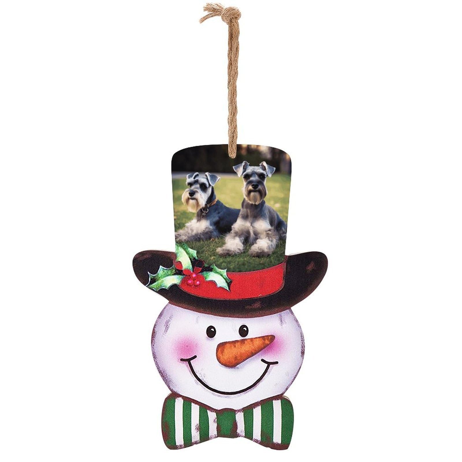Adult Schnauzer Dogs Snowman Decor Christmas Snowmans Hanging Decors Wooden Exquisite Holiday Decoration Sign for Home Window Wall Farmhouse Indoor Outdoo