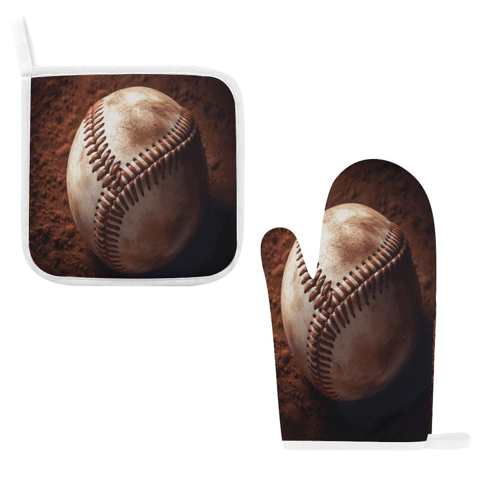 Fodpand Style Baseball Oven Mitts And Pot Holders Sets
