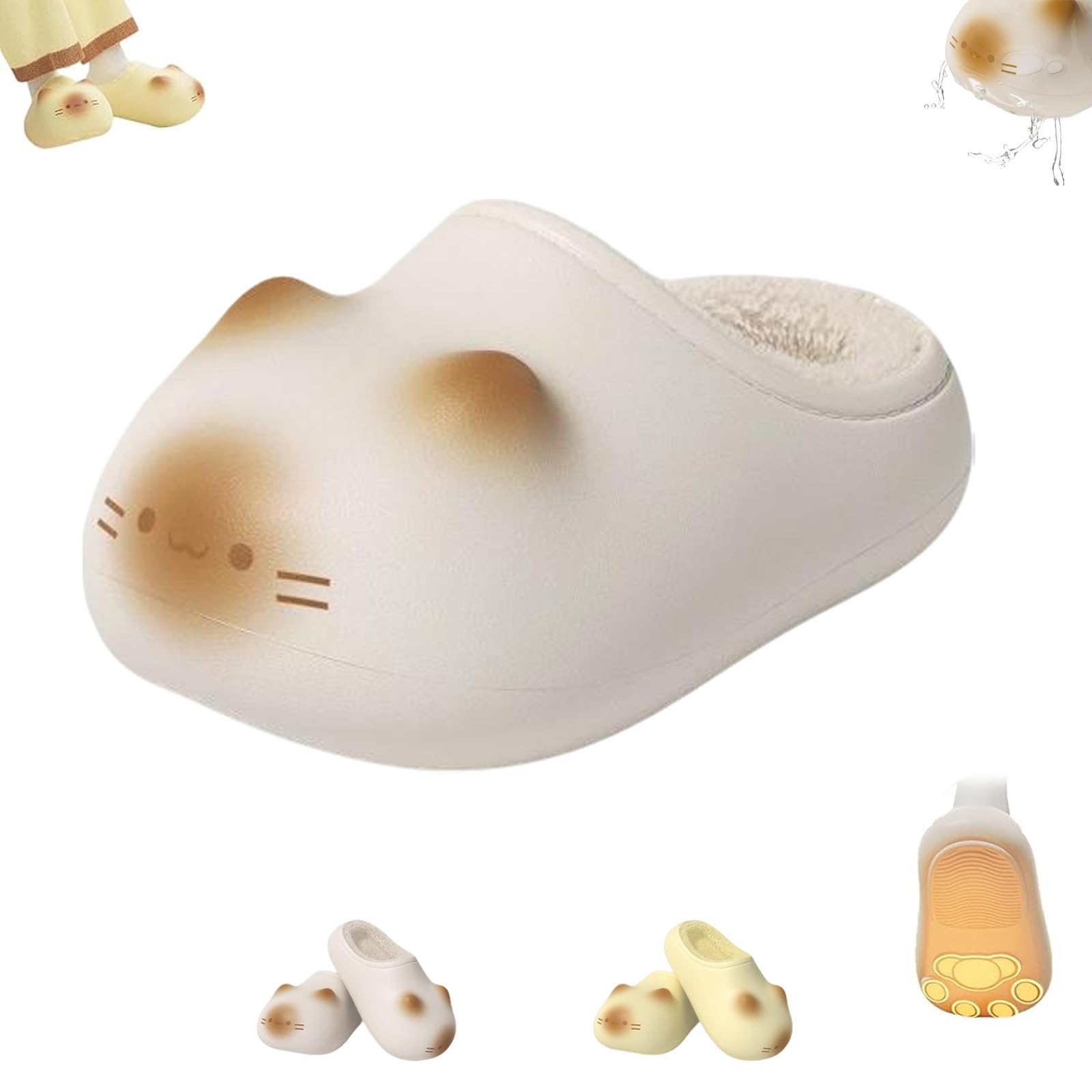 Cat Paws Footprints Height Increase Slippers Animal Paw Slippers for Men Women Waterproof Warm Soft Cute Cotton Shoes