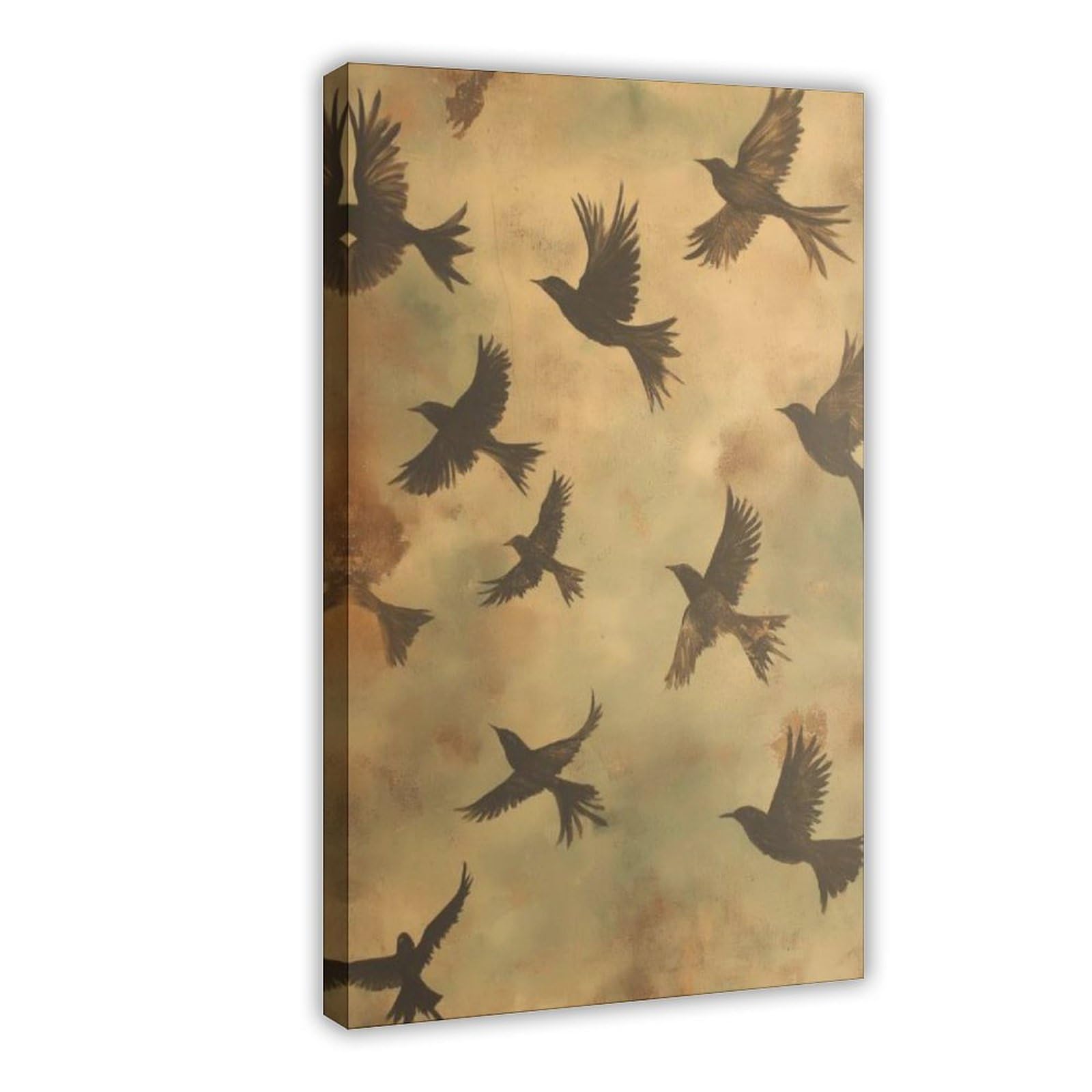 Qitubvaf Birds In Flight Vintage Canvas Poster Bedroom Decor Landscape Office Room Decor Gift 12X18inch(30X45cm)