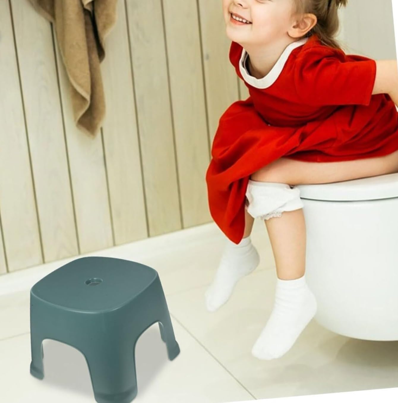 Pouf Poggiapiedi 2 Pezzi Sgabello Basso in Plastica for Ufficio Portico Piccolo Accessorio per Casa(Grün)