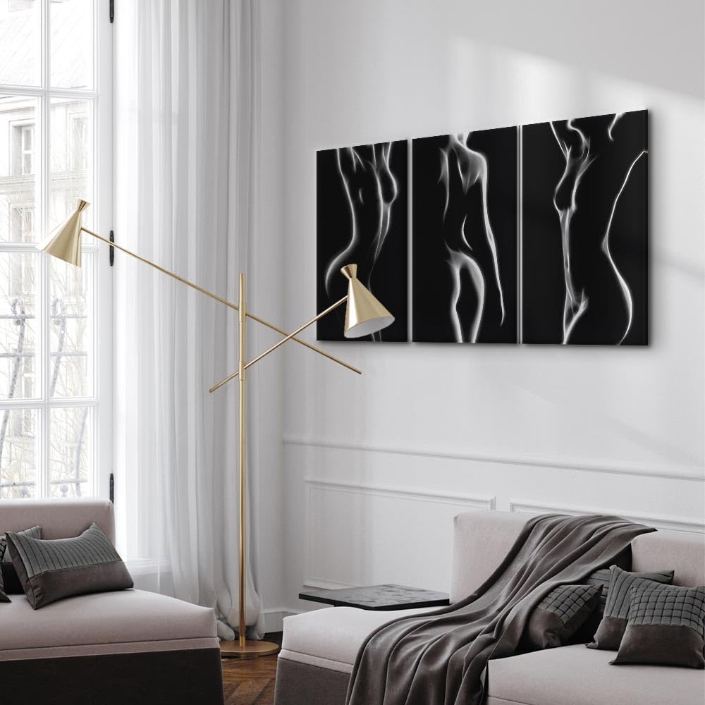 B&D XXL - Leinwandbild Set Frau Schwarz weiß, 180x90 cm, 3-teilig, modern
