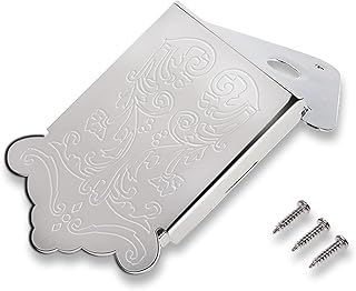 Mandolin Tailpiece Bridge Mandolin Guitar Tailpiece Metal Scalloped Tailpiece Mandolin Guitar Replacement Tailpiece with Screw Instrument Replacement Accessory(Silver)