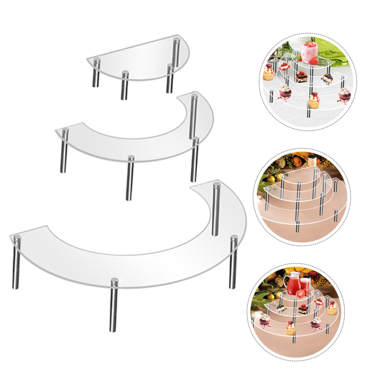 PRETYZOOM Alzatina per Torte Multi-livello 2 Set Acrilico e Metallo | Esposizione per Dolci, Design Versatile, per Attività Commerciali e Eventi