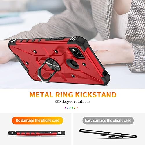 Miniatura 4 de LosruGir Funda para Xiaomi Redmi 10A9C, 2 en 1 Hybrid Heavy Duty Armor a prueba de golpes Defender Kickstand de doble capa parachoques carcasa
