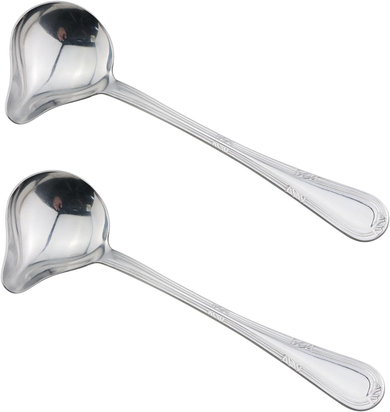 TAODAN Length 7.87 Inch Stainless Steel Gravy Ladle with Pouring Spout Hot Pot Cooking Spoon Home Kitchen Oil Spoon for Scooping Up Gravy and Sauces
