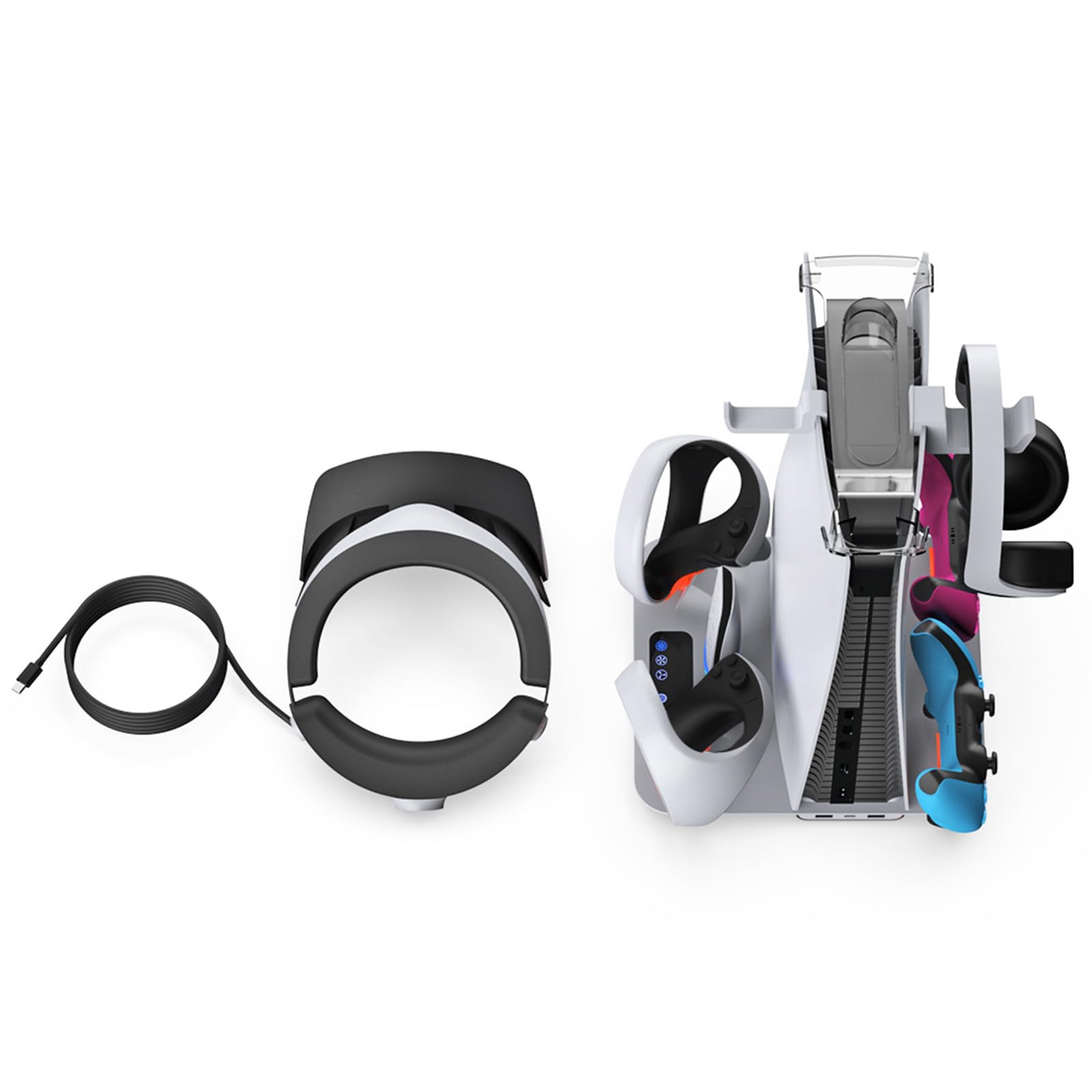 Newwyt Controlador de Juego Estación de Carga Casco multifunción Soporte de Almacenamiento para PS VR2 Base de refroidissement poignée chargeur ABS