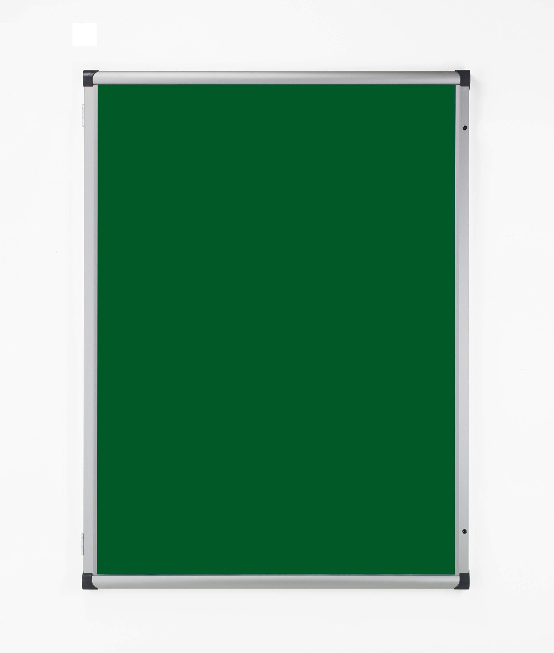 Fire Retardant Lockable Noticeboard Green Felt 600mm x 900mm Aluminium Frame